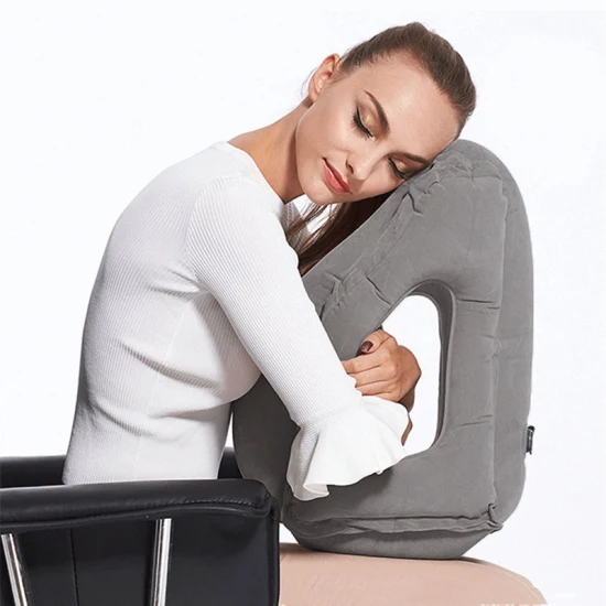 Travesseiro de ar inflável, travesseiro de viagem confortável para dormir, avião frontal, carro, almofada macia, viagem, pescoço